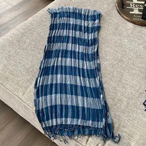 Aerie blue and white plaid scarf